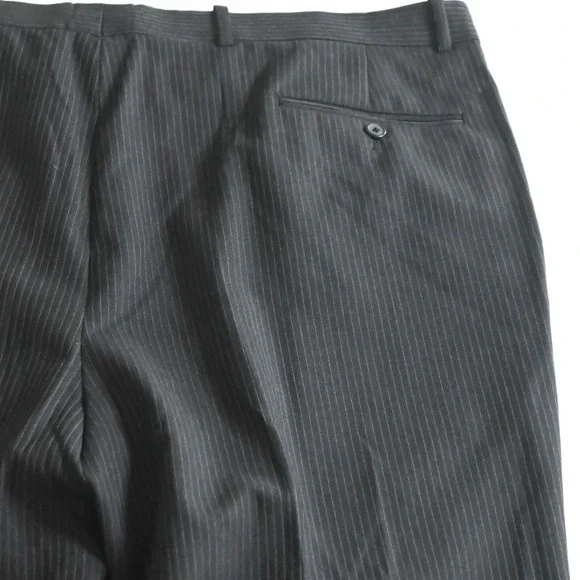Versini 47R 48R 42x30 Black Striped 100% Wool Mens Jacket Pants Suit